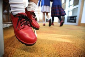 girls red school shoes