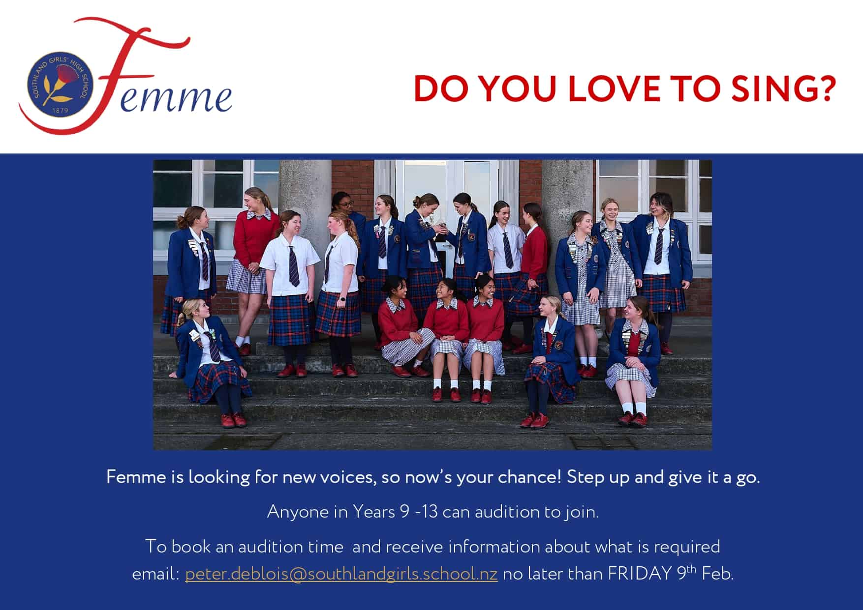 FEMME Auditions 2024 Southland Girls High School   Updated FEMME Ad For New Members 2024 